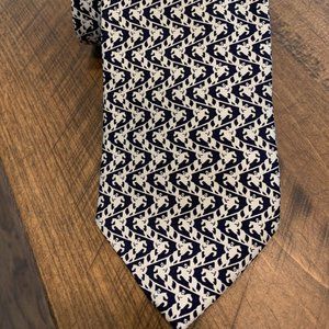 DUNHILL London Horse Jumping Blue White Silk Neck Tie
